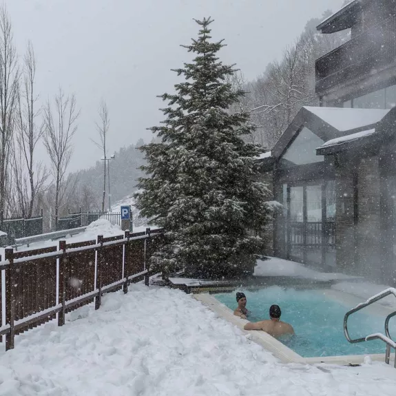 The outdoor hot tub