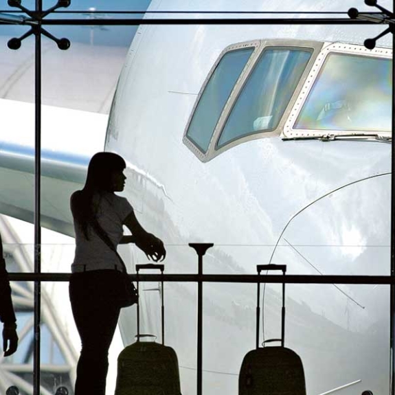 People waiting for a plane