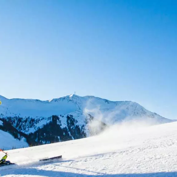 skiing couple