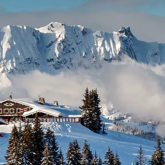 Scenic and snowy French Alps