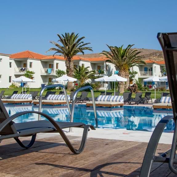 swimming pool and loungers