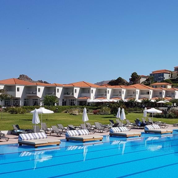 swimming pool with double loungers
