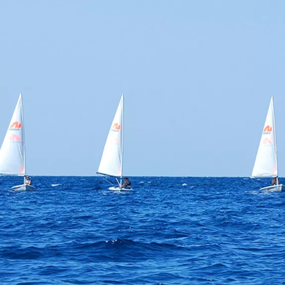 Group of people sailing dinghies