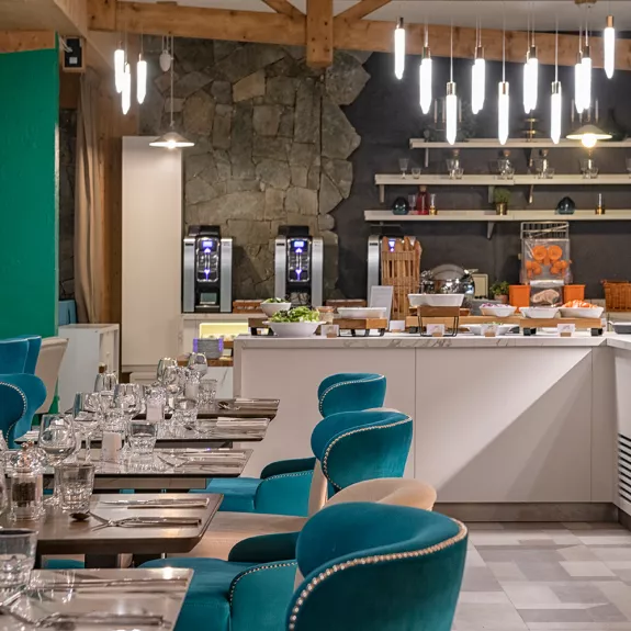 The stylish buffet area