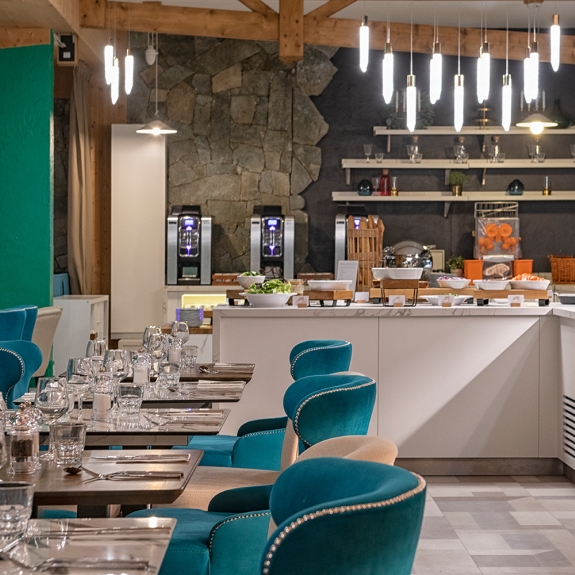 The stylish buffet area