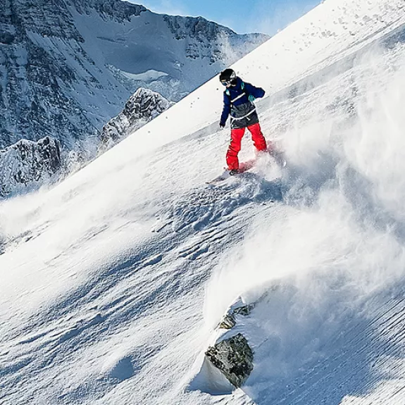 skier and snowboarder