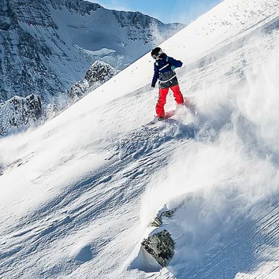 skier and snowboarder