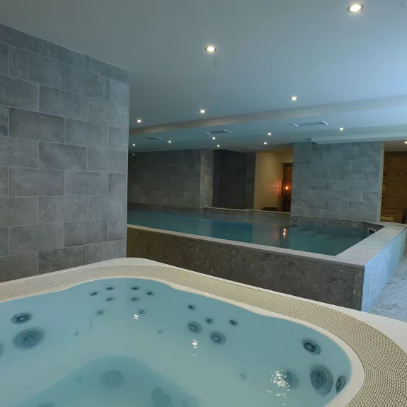 Spa with hot tub