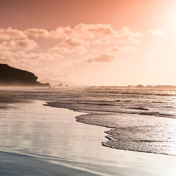 sunset across La Pared beach