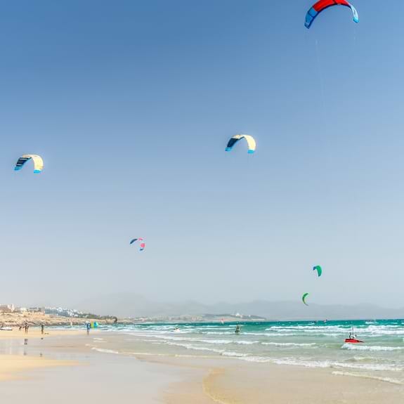 kitesurfing at Sotavento Beach in Costa Calma