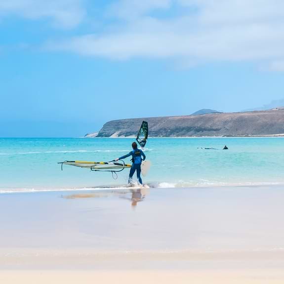 windsurfing at Sotavento Beach in Costa Calma