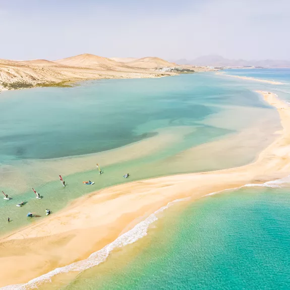 windsurfing at Sotavento Beach in Costa Calma