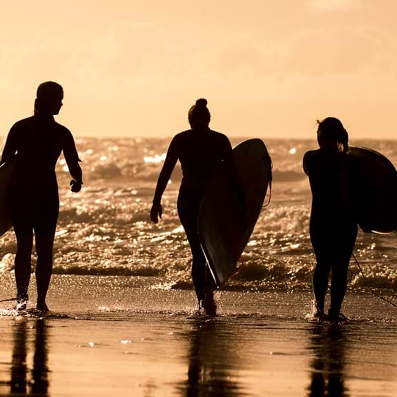 Surfing at La Pared Beach