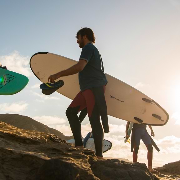 heading back from a surf session