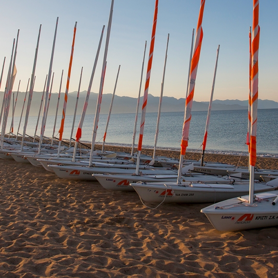 dinghies on beach in Greece