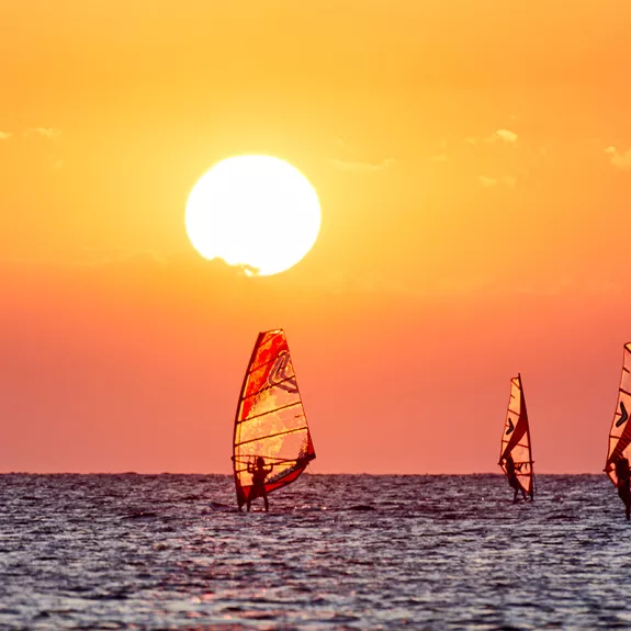 Windsurfing at sunset