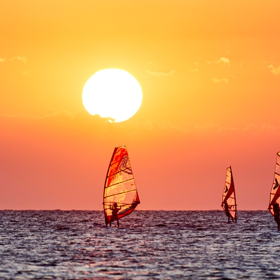 Windsurfing at sunset