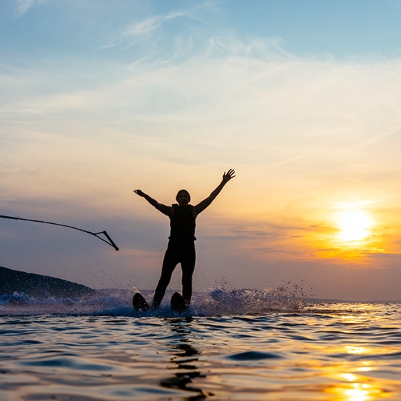 Woman waterskiing