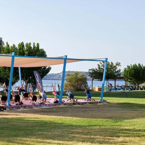 Fitness and spin deck at Levante Beach Club
