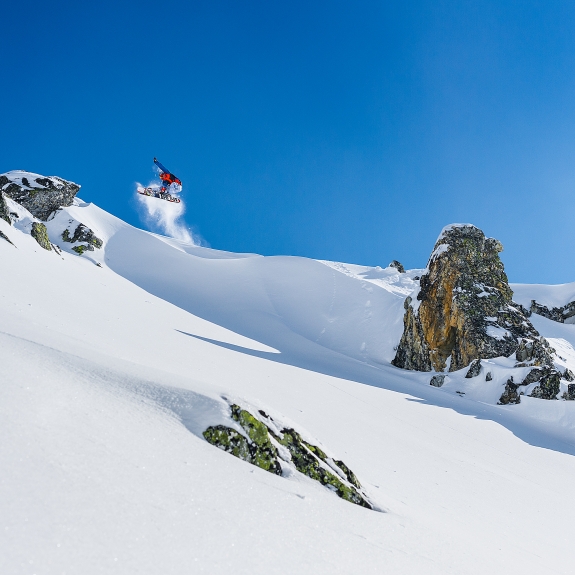 snowboarder doing a jump