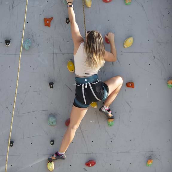 Try the climbing wall at Messini Beach Club