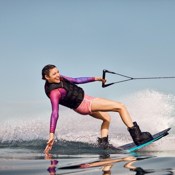 Woman wakeboarding