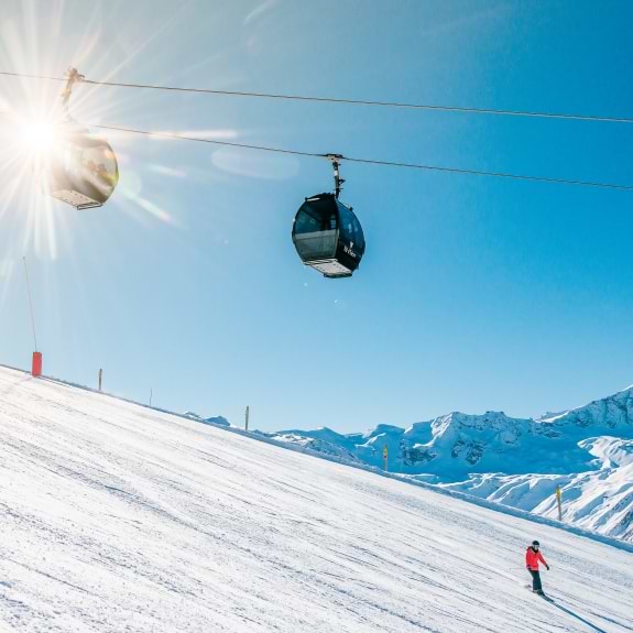 View of the Solaise slopes and gondola