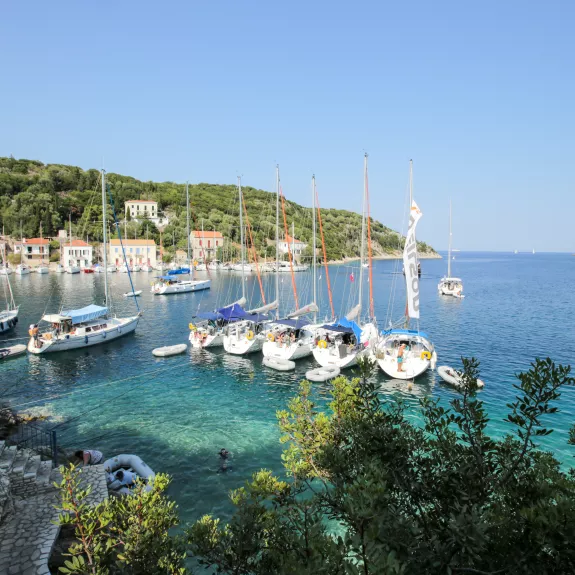 Yachts moored up in Ithaca