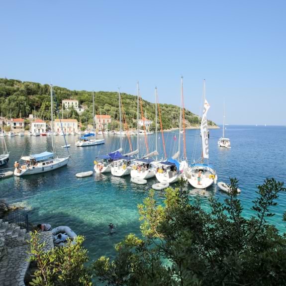 Yachts moored up in Ithaca