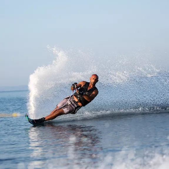Mono skiing at Buca Beach Club