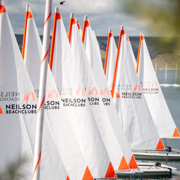 Dinghies lined up at Alana Beach Club