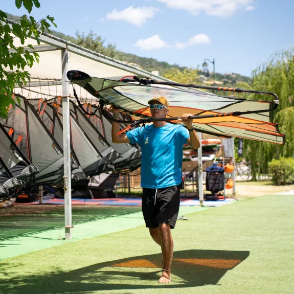 Windsurf racks at Cosmos Beach Club