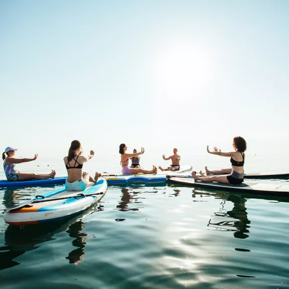 SUP yoga at Neilson | Mangia's Torre del Barone