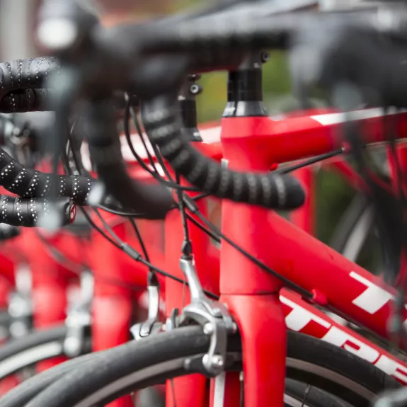 Fleet of road bikes at Baia dei Mori Beach Club