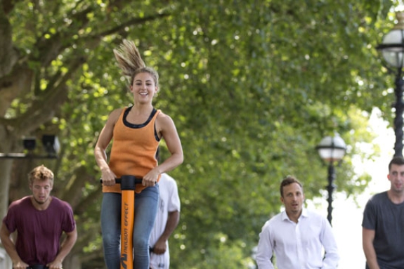 girl on Pogo stick in Londin