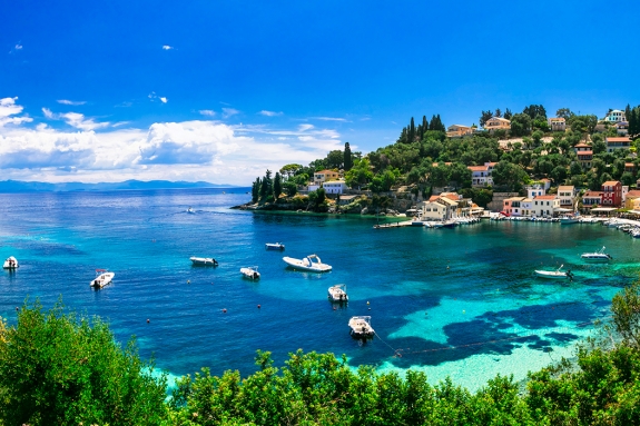 a cove with blue sea on the island of Paxos 