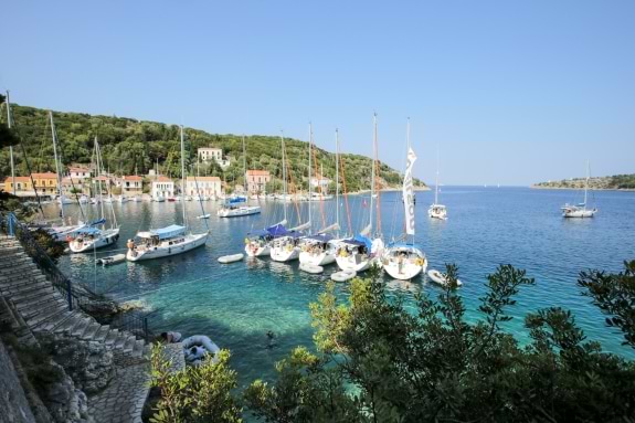 Yachts moored up in Ithaca