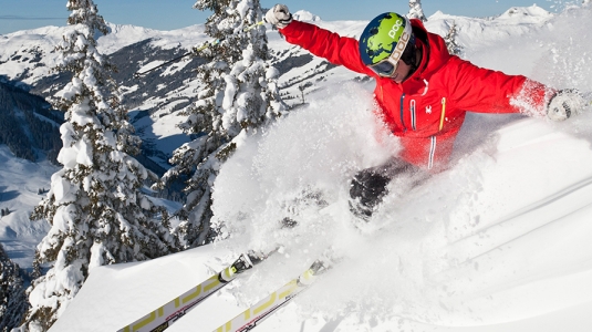 skier in powder