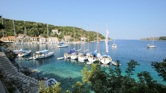 Yachts moored up in Ithaca