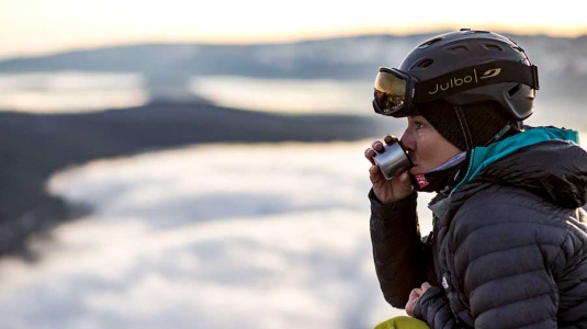 skier drinking
