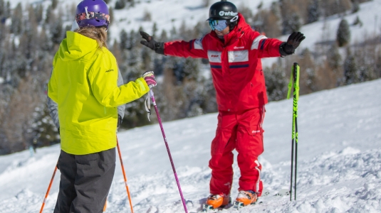 teaching skiing