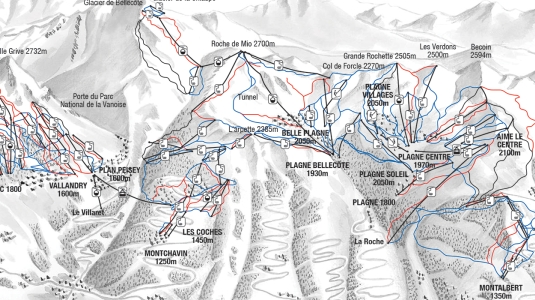 Paradiski piste map