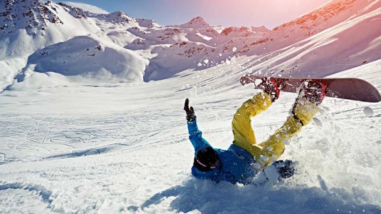 snowboarder falling over