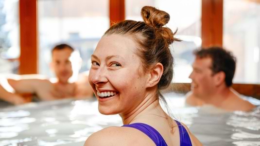 woman in hot tub