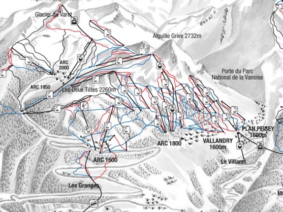 Les Arcs piste map