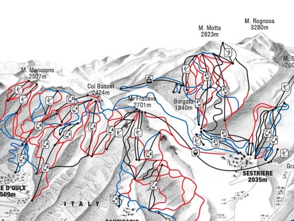 Sestrière piste map