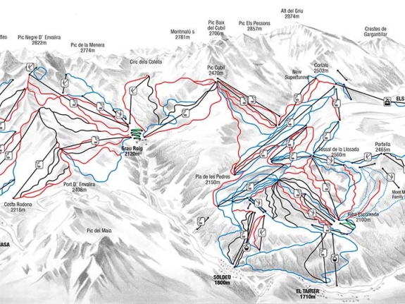Pas de la Casa piste map