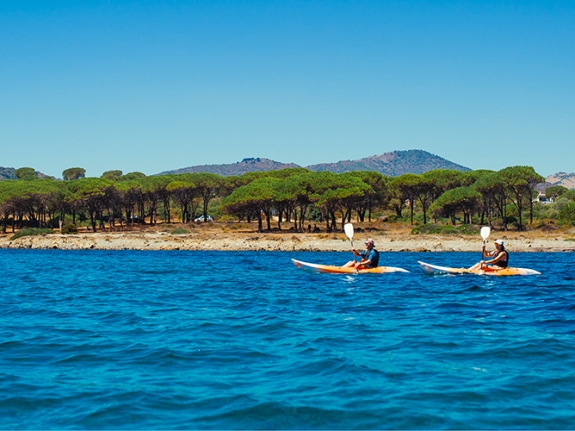 two people kayaking in Sardinia