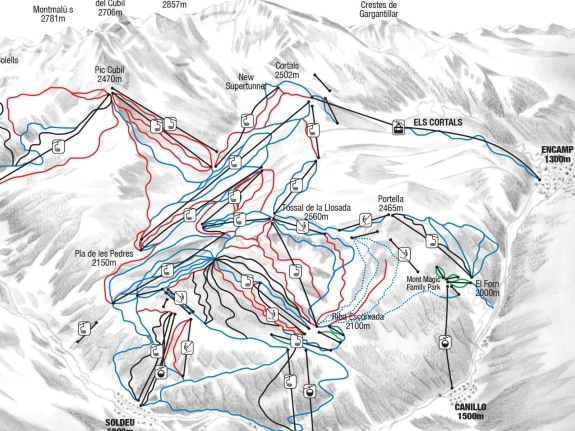 Soldeu & El tarter piste map