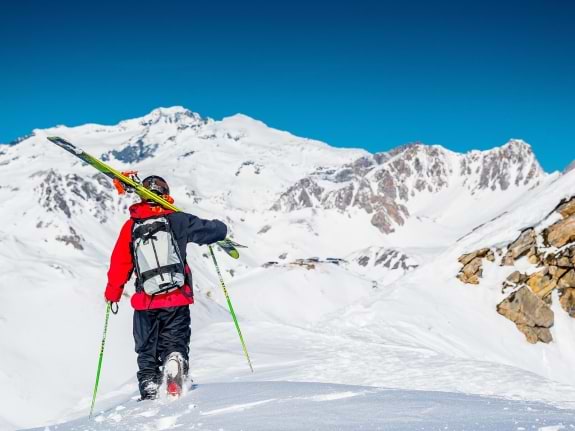 Skier walking in France